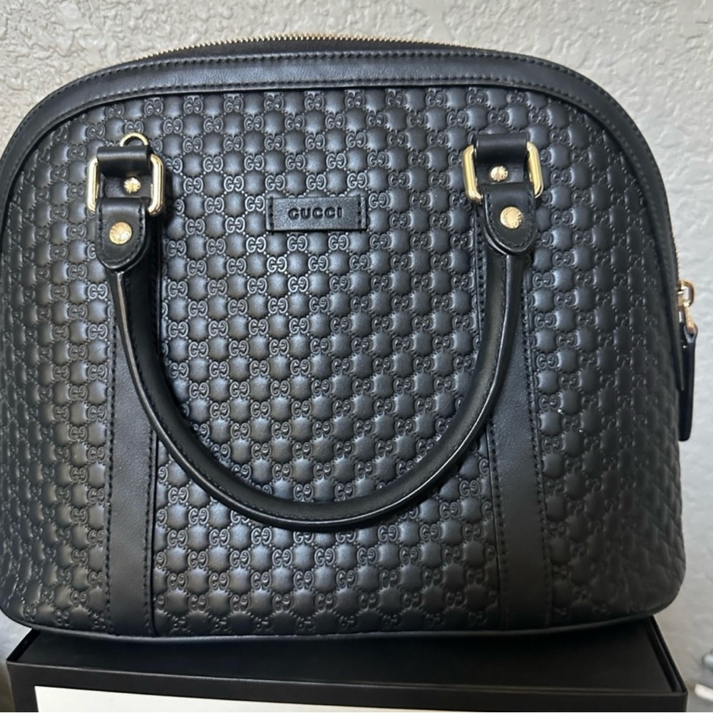Gucci Black Embossed Satchel
